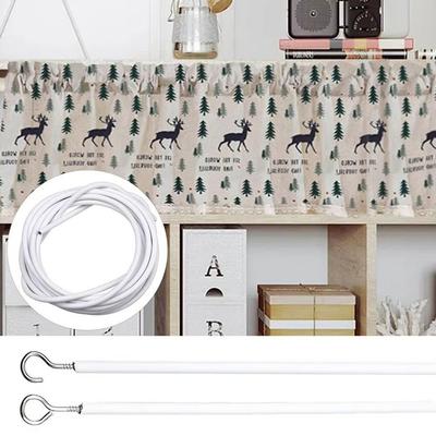 1Set New 2/3/4/5 Meters Curtain Spring Rope White with HOOKS EYES Curtain Track Wire PVC Steel Window Cord Cable Net