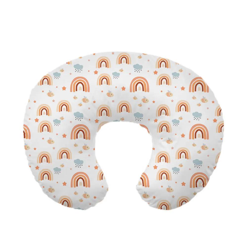 Housse d'oreiller d'allaitement extensible respirante Coussin de soutien pour bébé détachable Aide polyvalente pour bébé assis pour la maison/voyage 0-12 mois