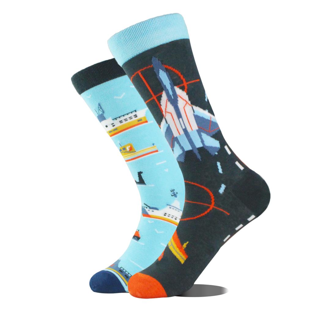 Happy Colorful Funny Socks Men Skateboard Shark Dinosaur Astronaut Planet Divertidos Hip Hop Sokken Harajuku Unisex Crew Socks