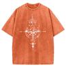 American Vintage Washed T Shirt Compass Mountain Graphic Streetwear Oversized Tee