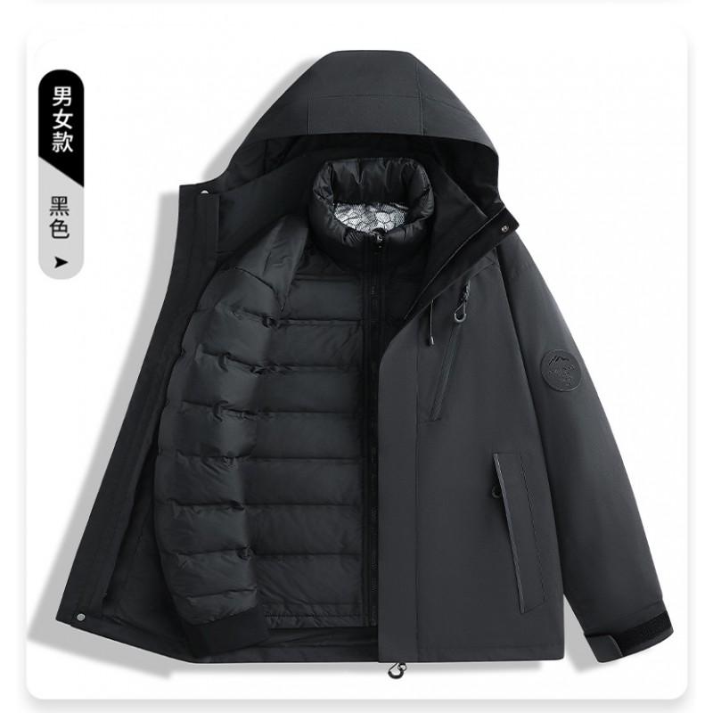 3-in-1 Detachable Waterproof Windproof Hiking Jacket With 90% Down Insulated Liner Men Women Outdoor Trekking Camping