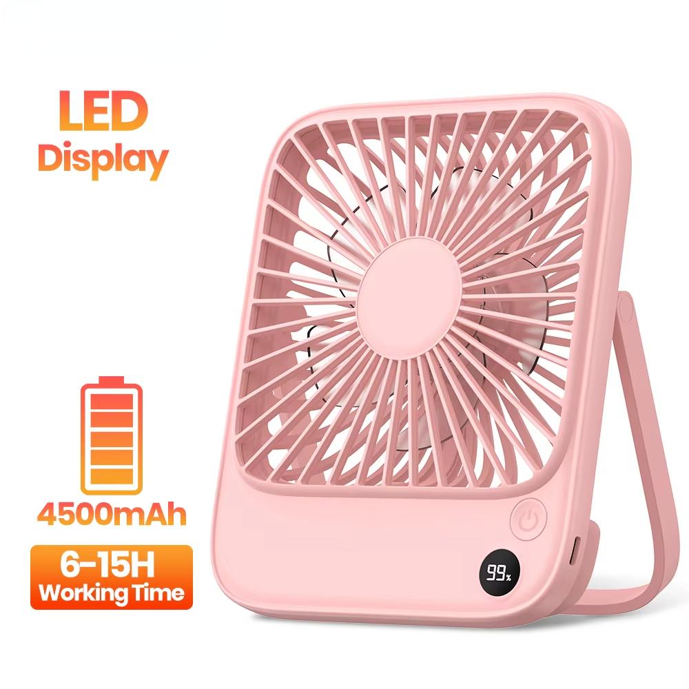 Tragbarer Schreibtischventilator 2000mAh/5000mAh Akkubetrieben Leise Dünner Tischventilator für Büro, Reise, Bibliothek Nackenventilator