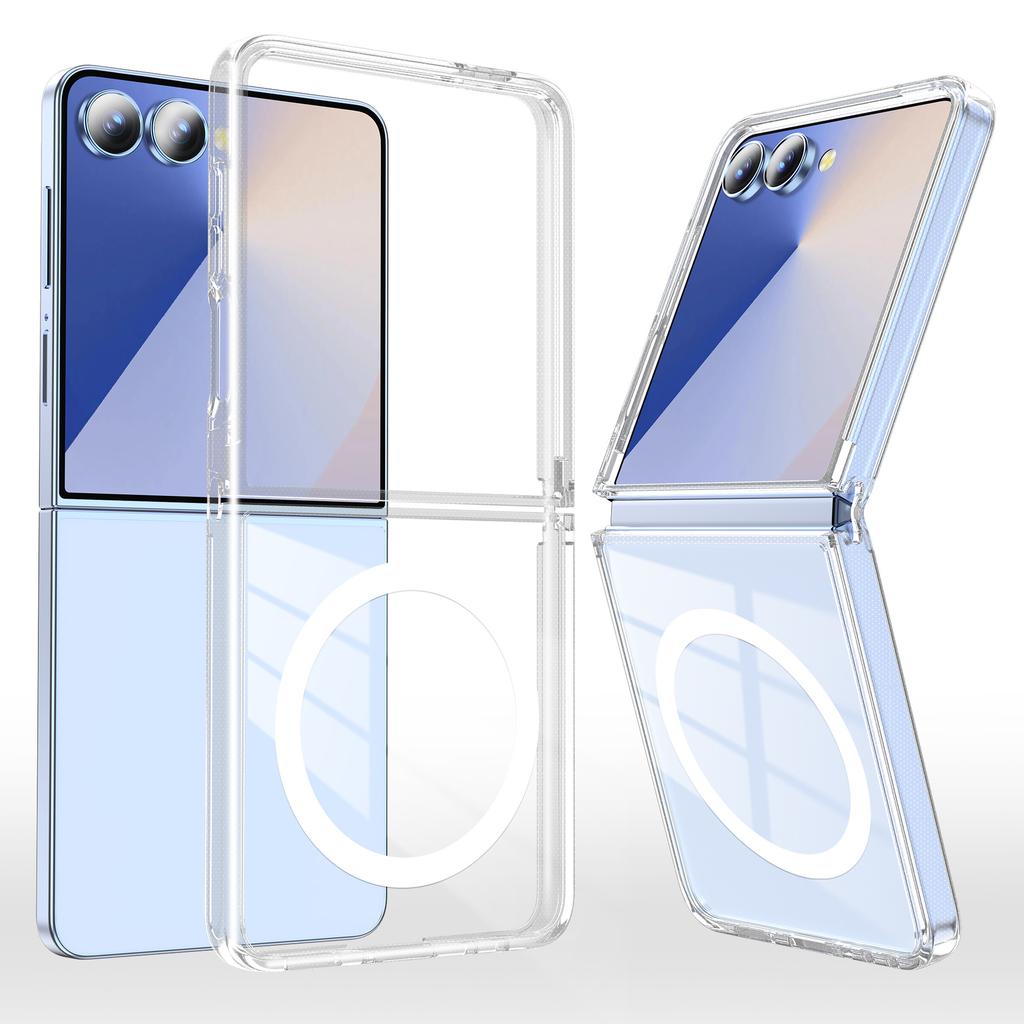 For Sam Galaxy Z Flip7 Transparent 2-in-1 Magnetic Phone Case Samsung Z Flip6