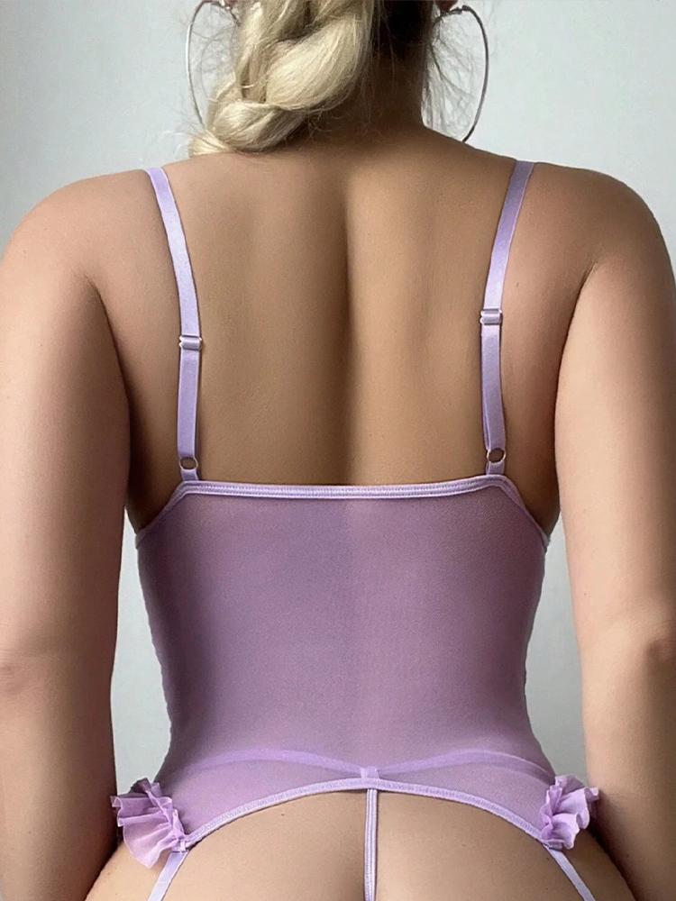 Sexy Lace Bodysuit with Soft Steel Ring Large Size Intimate Underwear Set for Private Occasions