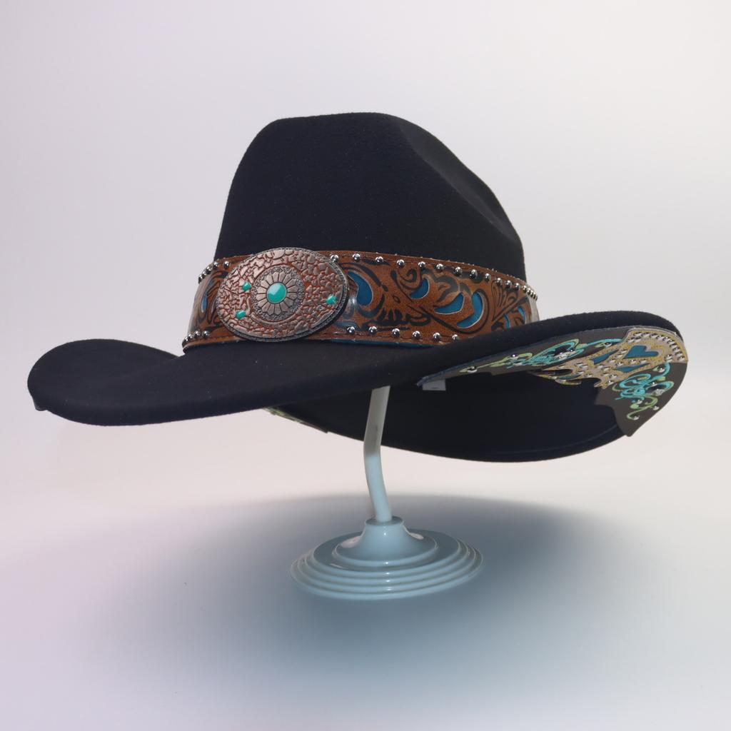 Popular Cowboy Hat European and American High-end Fashion Top Hat Fashionable Versatile Elegant Top Hat Jazz Hat