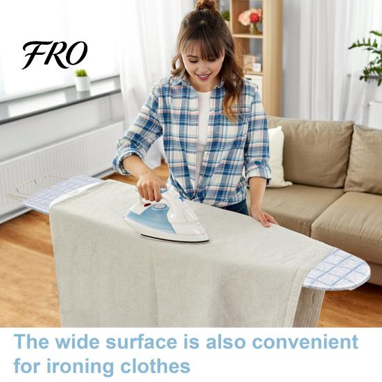 Home Folding Tabletop Ironing Board Board, Full-Size Foldable Household Extended Desktop Outside with Heat-Resistant Cover (42 inch, Blue Plaid