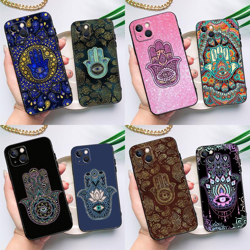 Hamsa Hand Of Fatima Art Silicone Case For iPhone 17 15 13 12 11 14 Pro Max 16 Plus 12 13 Mini 16e 17 Air Back Cover