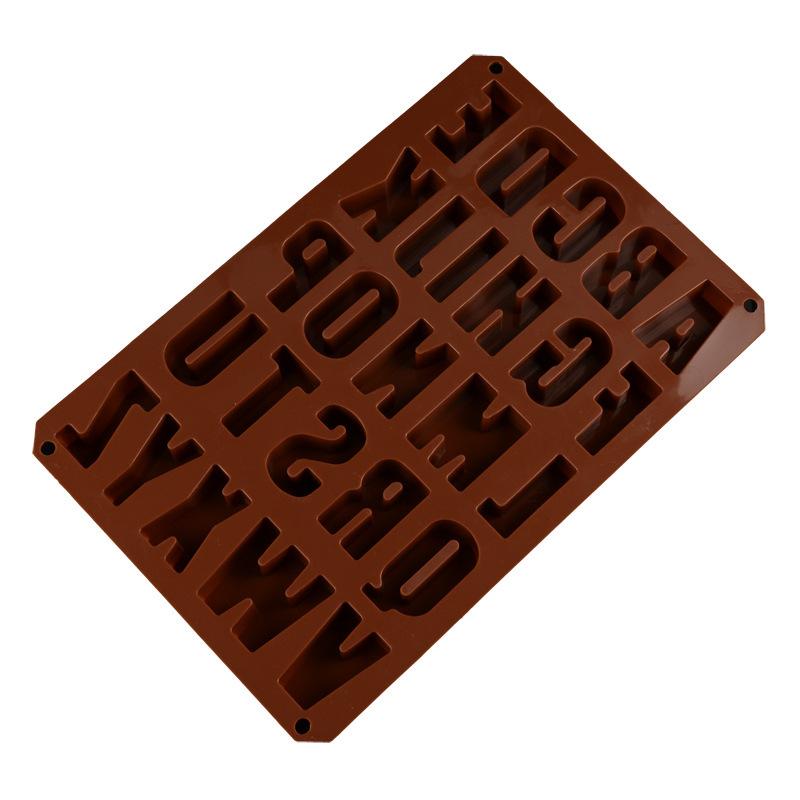 WTEMPO 1PC Coffee Simple 26 Cavities Silicone Mold Chocolate Ice Cube Large Letter Mold Handmade Cake Baking Mold Cold Product Making Mold
