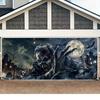 Halloween garage door banner large outdoor wall decoration full moon zombie and bat scene party atmosphere background