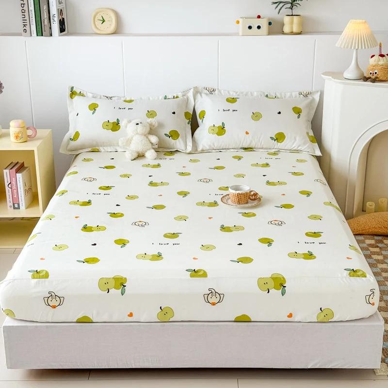 High Quality Printed Fitted Sheet Single Double Queen Size Mattress Cover With Elastic Band Bedsheet Soft Comfortable Fitsheet
