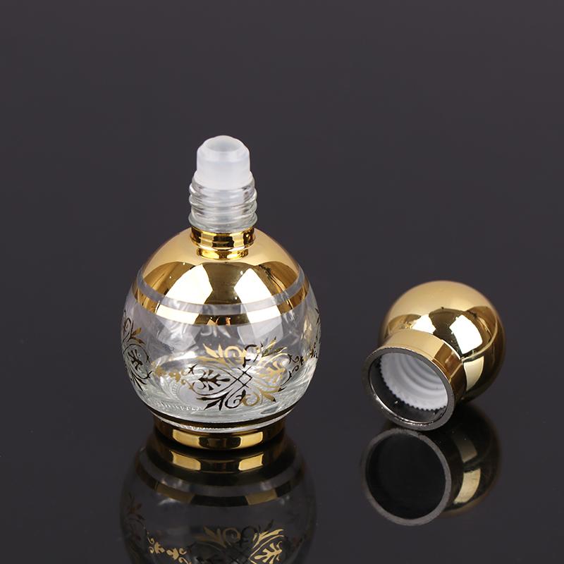 15 ml Roll-On-Flasche Glas Mini Ätherisches Öl Behälter Tragbar Mischen Parfümflasche Gold Leere Roll-On-Flasche Muster Zufällig