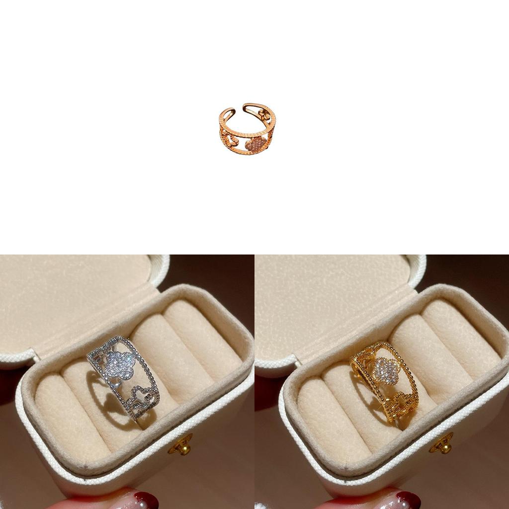 Zircon Stone Floral Statement Ring With Gold And Silver Finish For Trendy Female Accessories
