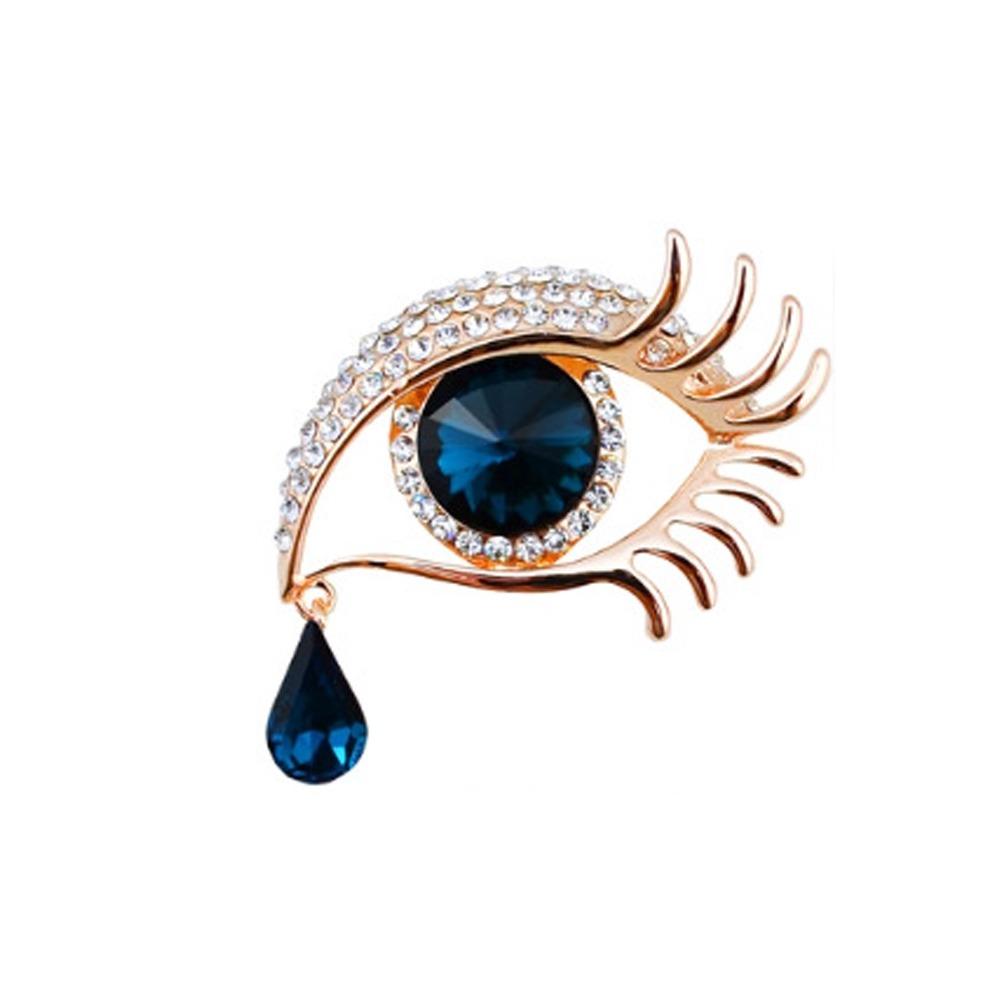 Crystal Pendant Devil Eye Brooch Pin Hollow Out Banquet Clothes Pin Clothes Accessories