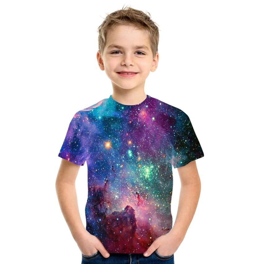 Letnia koszulka dziecięca kosmiczna gwiaździste niebo z nadrukiem 3d Harajuku Koszulka z krótkim rękawem