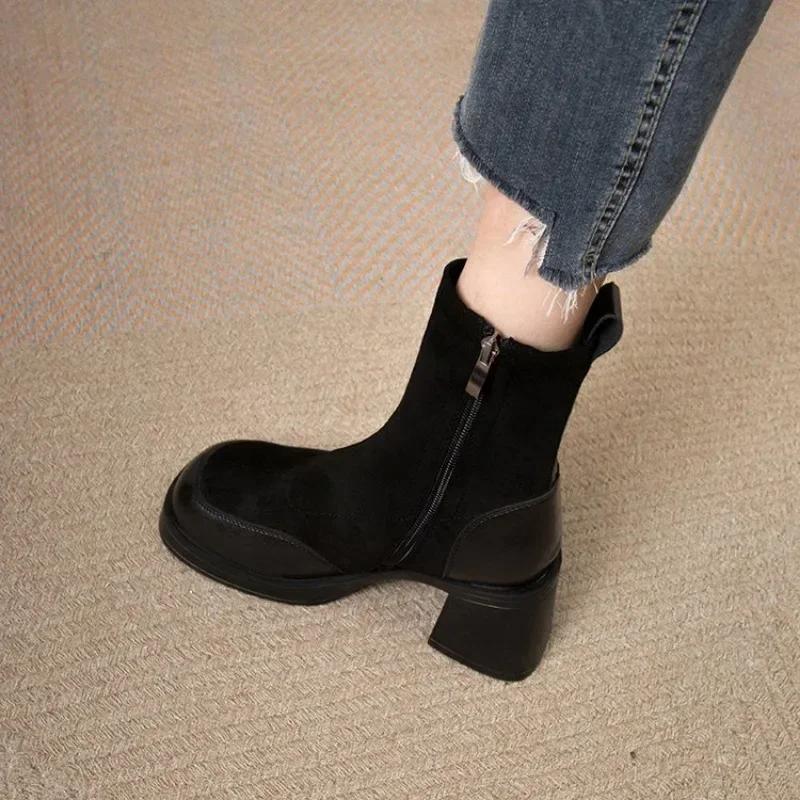2024 Winter High Heels Sexy Women Luxury Shoes Chunky Ankle Chelsea Boots Fashion New  Toe Zipper Goth Pumps Brand Shoes