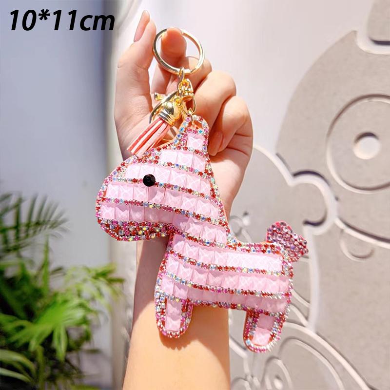 Cute Rhinestone-Studded Pony Keychain Car Keychain Women'S Bag Charm Small Gift