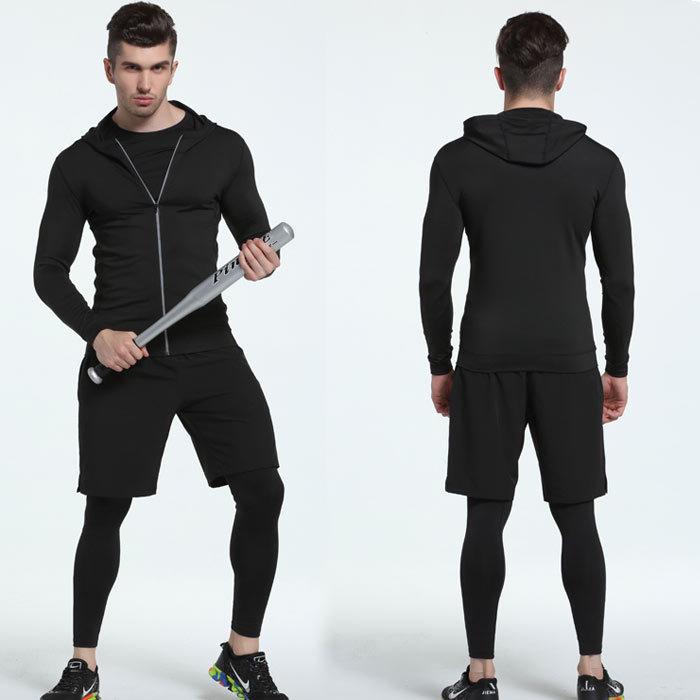 Men's Quick-Dry Basketball Compression Sportswear Set - 3 or 4 Pieces for Autumn/Winter Running