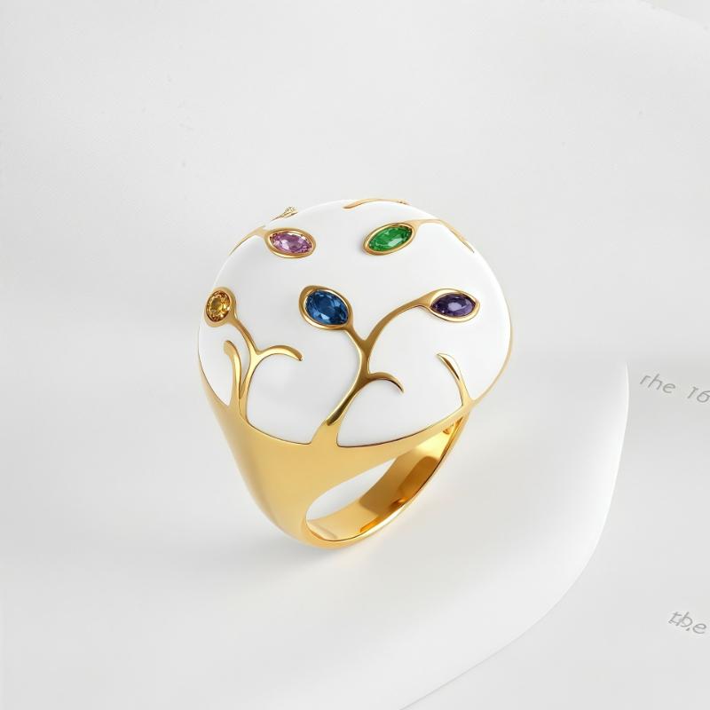 Modischer Intarsien bunter synthetischer Zirkonia Damen gemusterter Ring für Dating tägliche Wear Schmuck Zubehör 6
