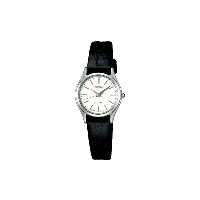 SEIKO Life Waterproof Antimagnetic Quartz Genuine Leather Strap Women s Watch White Dial SWDL209 чёрный