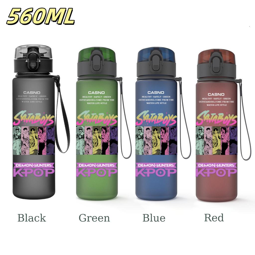 560ML KPop Demon Hunters Plastic Cartoon Pattern Water Cup Tall Superior Quality Children Outdoor Sports Drinking Water Bottle Birth Date Present