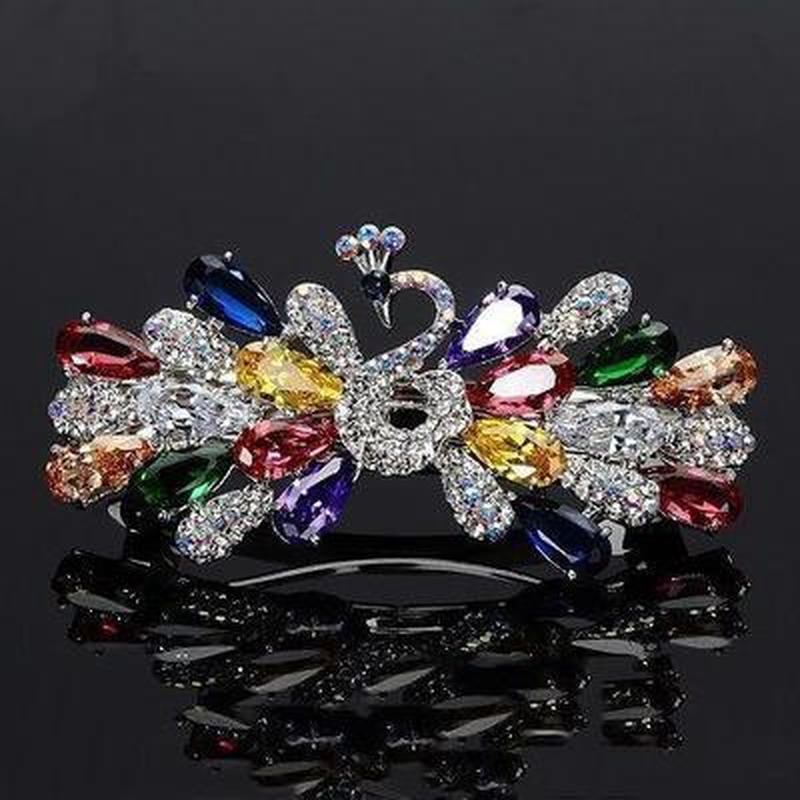 Women Colorful Peacock Hair Clip Barrette Hair Accessories Women Fashion Rhinestone Hairpin Headwear