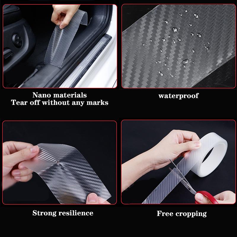Carbon Fiber Car Sticker Door Edge Transparent Film Anti Scratch Auto Door Sill Protector for Bumper Protection Auto Accessories