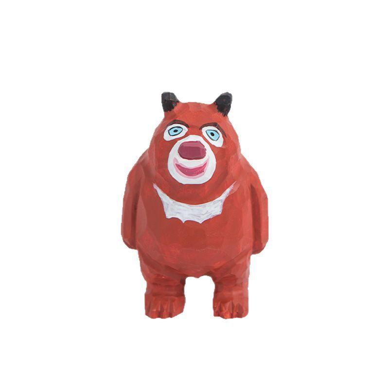 Wooden Craft Bear Big And Bear Second Decorative Figurines Home Office Car Decor Gift For Friends
