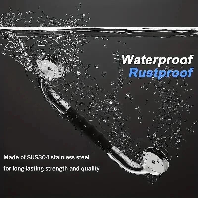 304 Stainless Steel Shower Handle with Non-Slip Silicone Grip,12/16 Inches PEnhances Bathroom Safety for Elderly & Disabled
