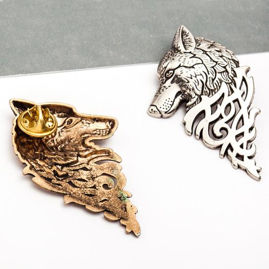 Vintage Women Men Wolf Lapel Brooch Pin Collar Jewelry Shirt Jeans Jacket Badge