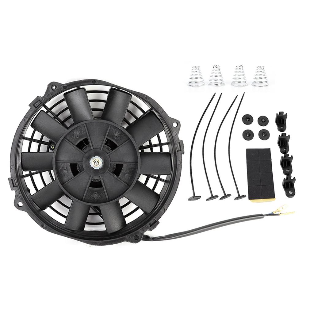Akozon Radiator Cooling Fan 7 Inch Slim Electric Radiator Push Pull Cooling Fan Thermo Universal with Installation Kit