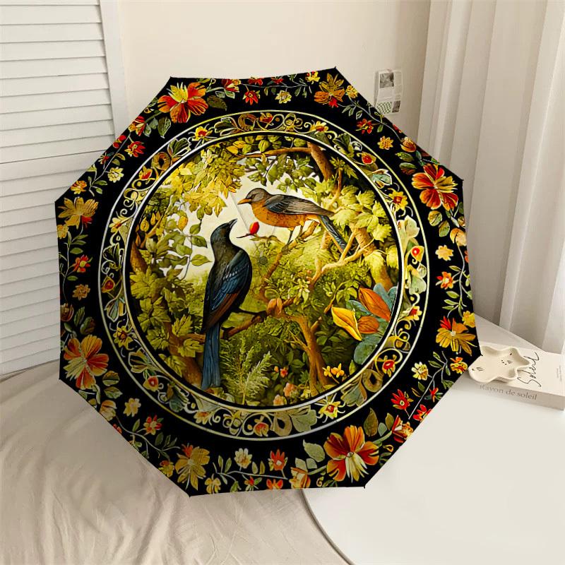 

1PC Birds Floral Umbrella-8-Rib Reinforced, Automatic Open, Lightweight & Durable, Cute Fashion Accessory for Outdoor-K1300