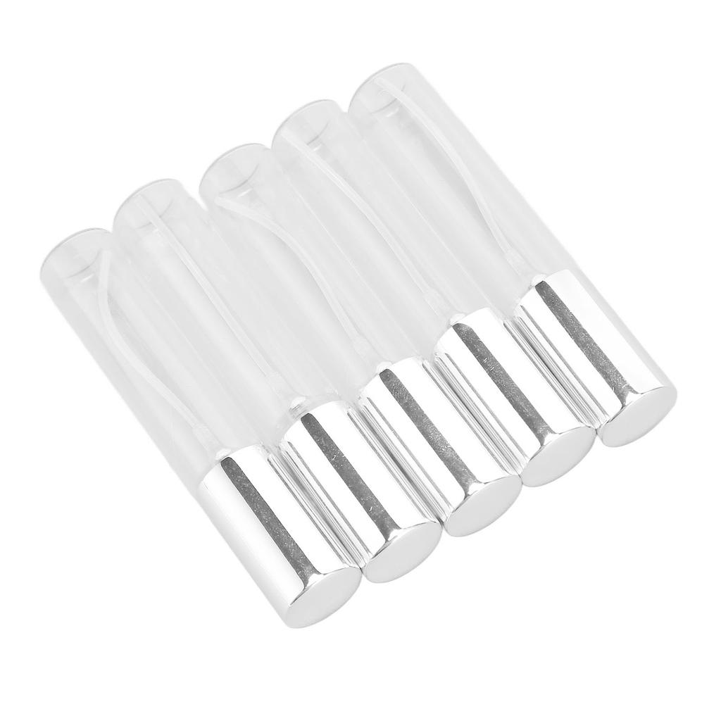 5 Stück Parfümflaschen aus Klarglas mit silberner Düse, 10 ml, Zylinderform, nachfüllbar, leere Parfümflasche