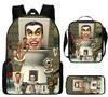 Skibidi Toilet Man Spoof Schoolbag Primary And Secondary School Backpack Satchel Pencil Bag Backpack Three-Piece Set