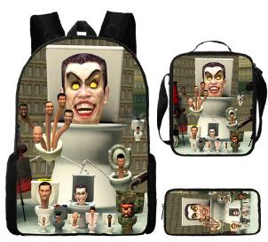 Skibidi Toilet Man Spoof Schoolbag Primary And Secondary School Backpack Satchel Pencil Bag Backpack Three-Piece Set