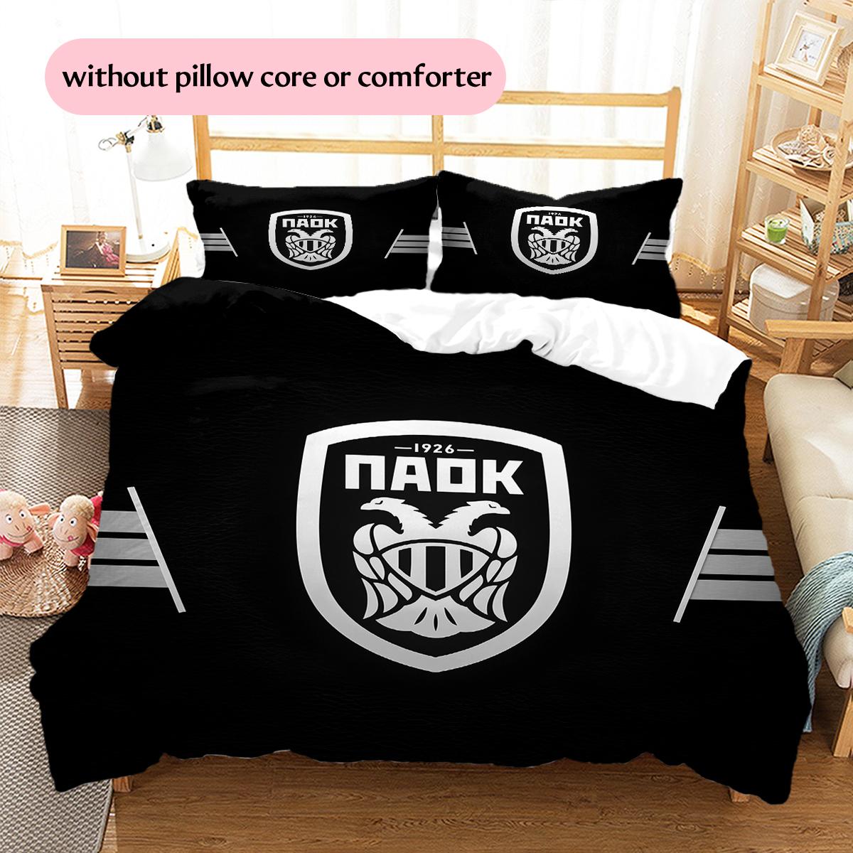 

PAOK Football Team badge Pattern Bedding Home Decoration Birthday Gift (1 * duvet cover + 2 * pillowcase, without core) 140x200cm