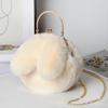 Plush rabbit bag female oblique cross Korean version cute portable fluffy bag autumn and winter new rabbit ear clip bag clip bag