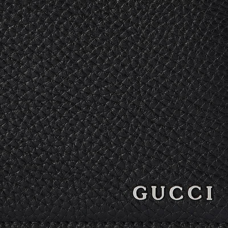 Gucci Letter Logo Flap Closure Solid Color Leather Wallet Men wallet Black 771148-AABXM-1000