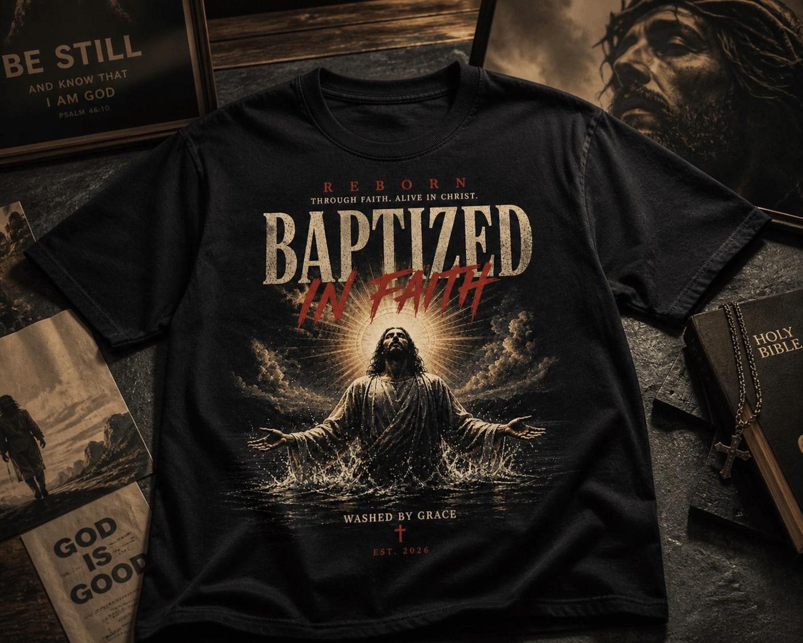 Comfort Colors® Baptized In Faith Jesus Streetwear Christian Tee 2XL