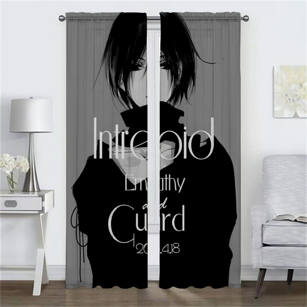 Modern Living Room Curtains 2 Pieces Attack On Titan Blackout Curtain Blinds Partition Anti-mosquito Curtains for Camera Shades