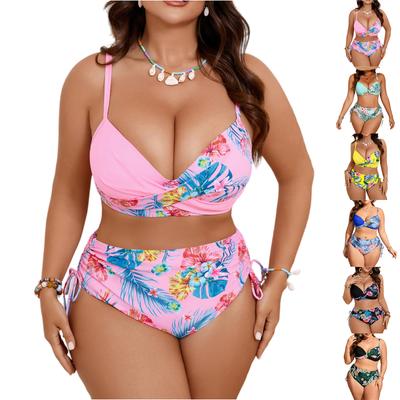 Dámský dvoudílný bikini set Větší velikost Dělené plavky