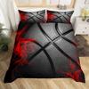 Black basketball quilt cover three-piece set 3D ball sports theme down quilt cover Europe and America