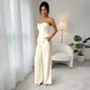 Elegant Summer Strapless Vest Two-Piece Set with Ruched Waist for Women