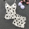 European and American new satin lace polka dot suspender shorts sex suit