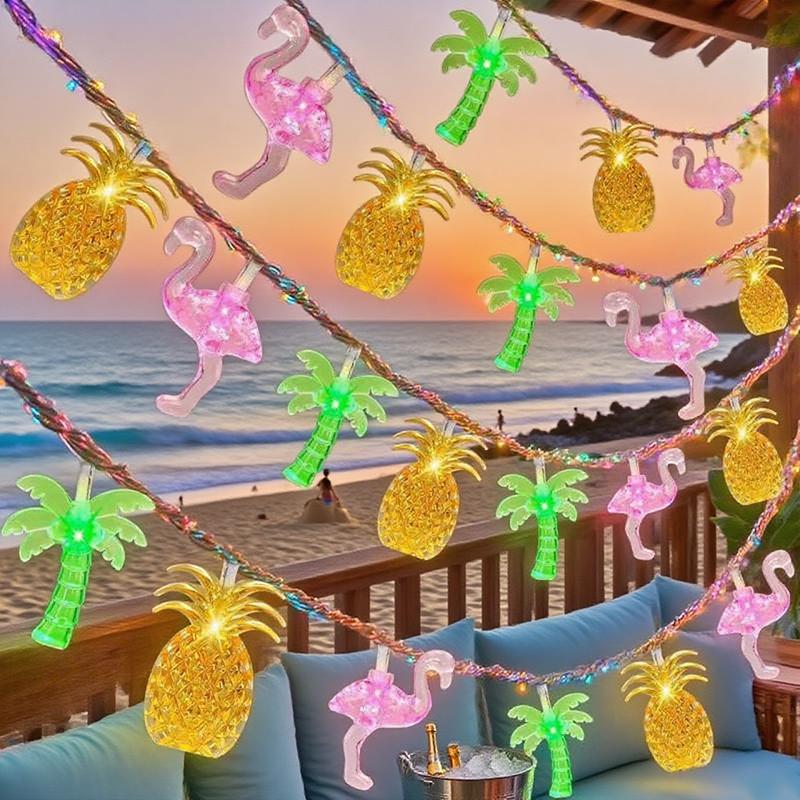Estate Hawaii Catena Luminosa Ananas Fenicottero Palma di Cocco Luci Stringa Frutta Tropicale Luce Decorazione Festa di Compleanno Hawaiana per Bambini
