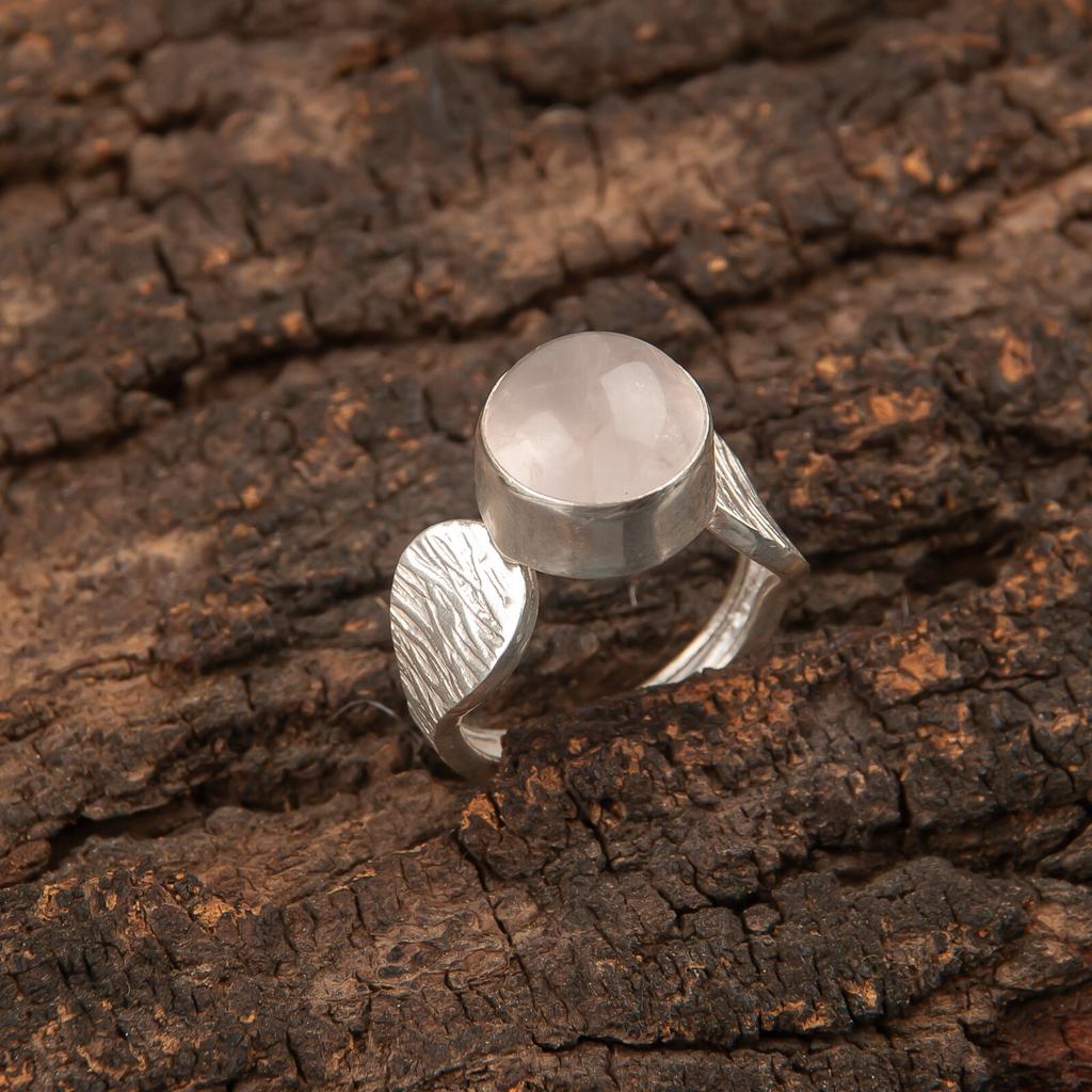 Natural Rose Quartz Gemstone 925 Sterling Silver Jewelry Handmade Ring For Gift RR-1-25