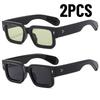 2PCS New Men's Personality Minimalist Style Sunglasses Fashion Cool Retro Rectangle Glasses  Femino UV400