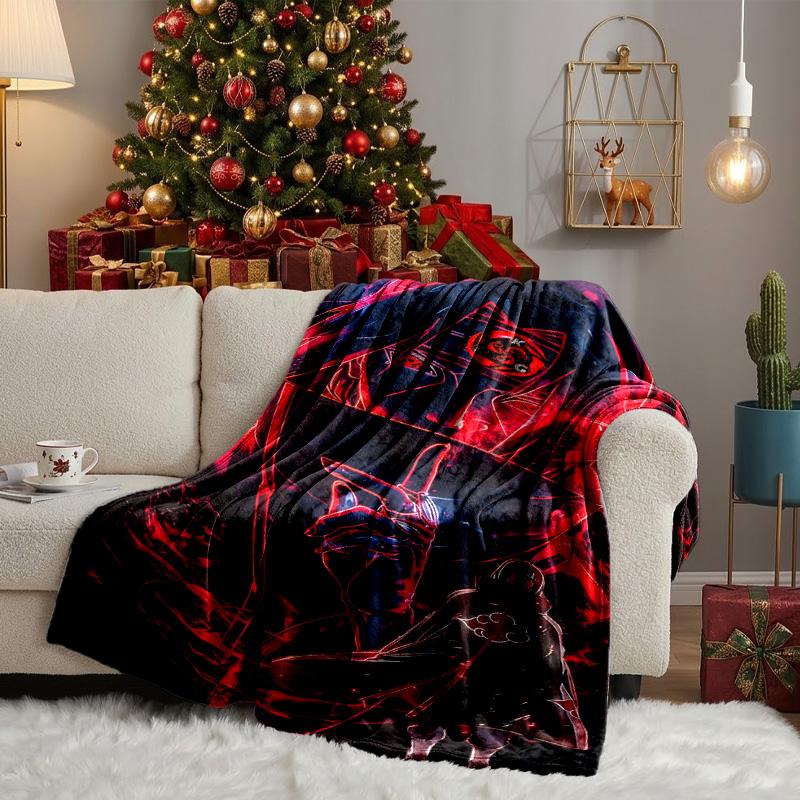 Dark Anime Ninja Character Blanket Lightweight Ideal Bedding Blanket Perfect for Travel, Camping, Living Rooms, Offices, Sofas, Fan Christmas Gift