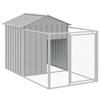VidaXL Dog Niche with Yard, Dog Shelter with Roof, Pet Cage, Outdoor Patio House, Grey 172352