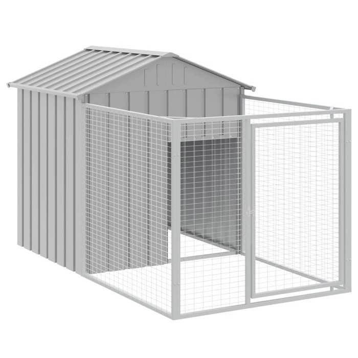 VidaXL Dog Niche with Yard, Dog Shelter with Roof, Pet Cage, Outdoor Patio House, Grey 172352