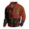 Men's Casual Fashion Christmas Printed Hoodless Sweatshirt Wide Men's Loose Button Stand Collar Hooded Sweatshirt